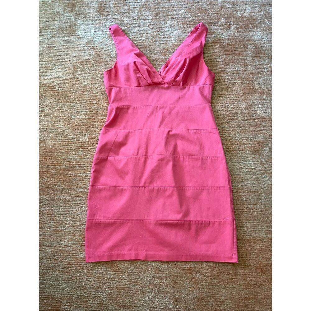 B.SMART Dress Coral V Neck Sleeveless Zip Stretch Size 16